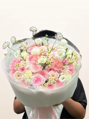 Bó Hồng Phấn Trắng Nhẹ Nhàng